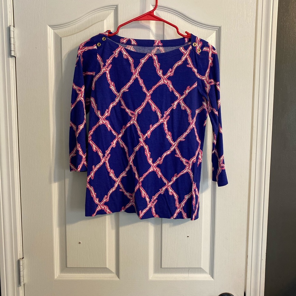 Lilly Pulitzer boatneck 3/4 sleeve cotton shirt